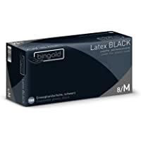 Bingold - Lote de 100 guantes desechables de látex- sin polvo- Negro- M